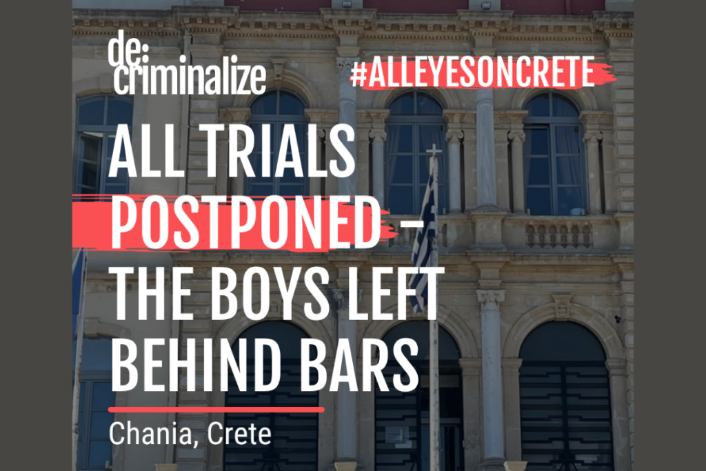 Greece, Crete. We witnessed the trials of Sudanese boys accused of 